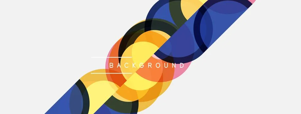 Abstract colorful circles overlap, creating dynamic visual texture. White spa Stock Illustration