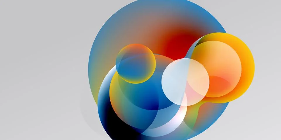 Abstract colorful circles overlap, creating vibrant visual effect. Gradient.. Stock-Illustration