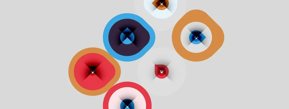 Abstract colorful circles overlap, creating dynamic visual composition. Shape 库存插图
