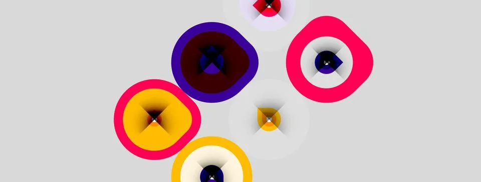 Abstract colorful circles overlap, creating dynamic visual composition. Shape 库存插图