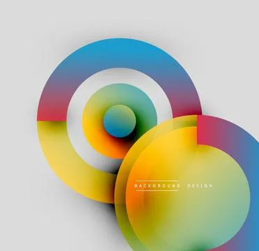Abstract colorful circles overlap. Gradient hues create dynamic visual effect. Stock Illustration