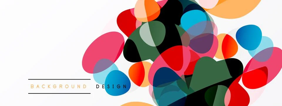 Abstract colorful circles overlap white space. Modern design elements create 스톡 일러스트