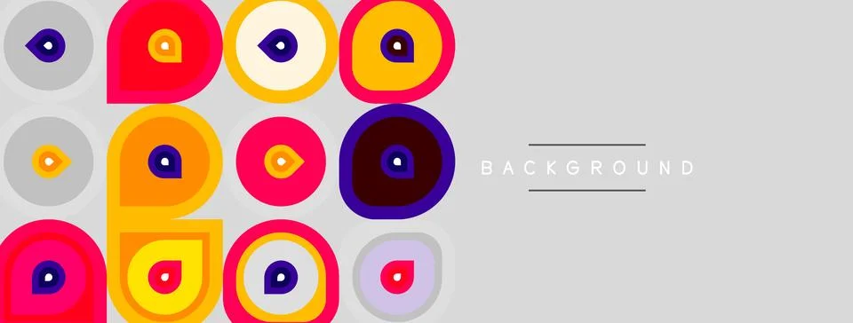 Abstract colorful circles pattern. Gray background provides neutral canvas. Stock Illustration