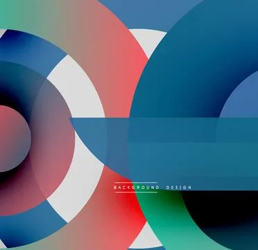 Abstract colorful circles, rectangles overlap. Modern design, vibrant hues イラスト素材