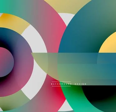 Abstract colorful circles, rectangles overlap. Gradient shades create modern Stockillustratie