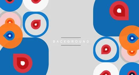 Abstract colorful circles, squares create modern background. Text background Stock Illustration