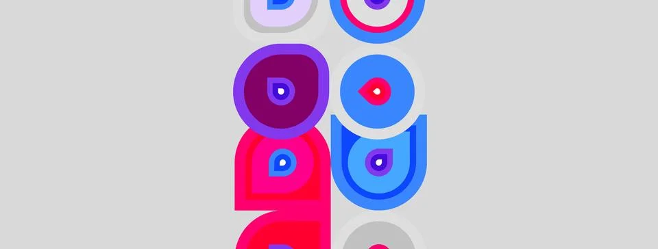 Abstract colorful circles, squares, rectangles overlap. Modern design, vibran Illustrazione stock