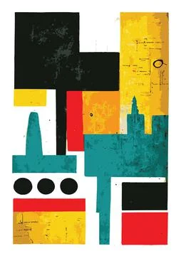 Abstract colorful composition with high rise buildings in the style of Ilustración de archivo