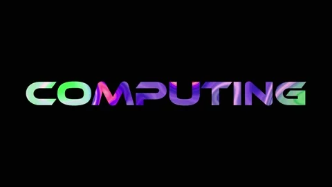 Abstract colorful computing text animation. Animated technology word on black. Stock Footage 235396868