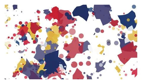 Abstract colorful confetti background, red, blue, yellow random dots and ge.. 스톡 일러스트