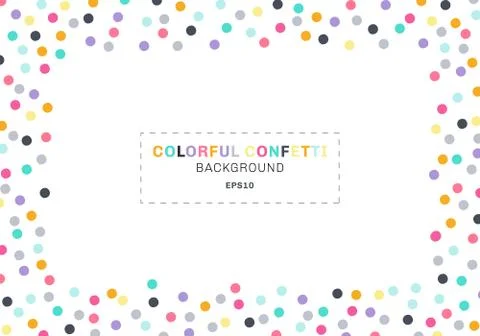 Abstract colorful confetti rectangle frame on white  background with space fo イラスト素材