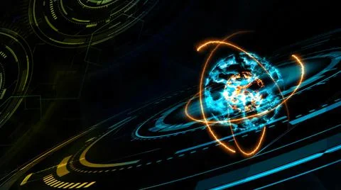 Abstract colorful core explosive core and quantum futuristic computer technol Stock Illustration