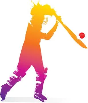 Abstract colorful cricket player design Stock Illustration