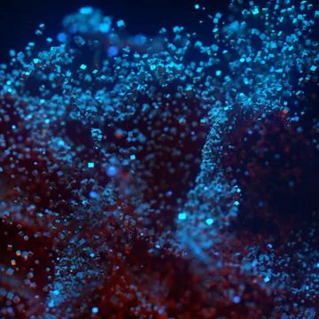 Abstract Colorful Cube Particles Background - 3D illustration Stock Illustration