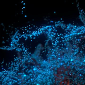 Abstract Colorful Cube Particles Background - 3D illustration Stock-Illustration