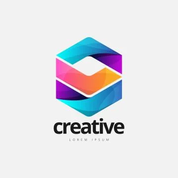 Abstract Colorful Cube Shape Logo Design Stock Illustration