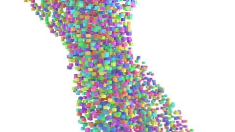 Abstract colorful cubes flow 3d illustration Stock Illustration