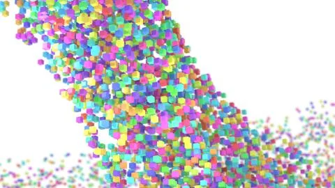 Abstract colorful cubes flow 3d illustration Stock Illustration