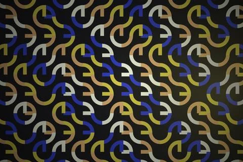 Abstract colorful curved lines pattern on dark background Stock Illustration