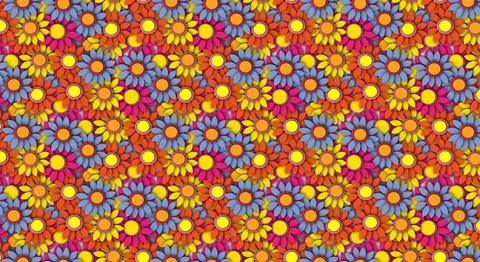 Abstract Colorful Daisy Flower Pattern Background Stock Illustration