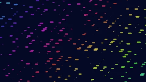Abstract colorful data particles drifting on dark background, technology footage 스톡 동영상 333162172
