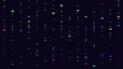 Abstract colorful data stream particles on dark background, futuristic tech Stock Footage 333782748