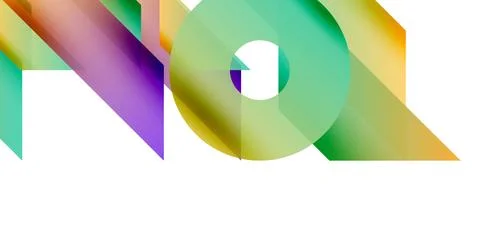 Abstract colorful design features overlapping shapes, gradients, text NO, plu Stock Illustration