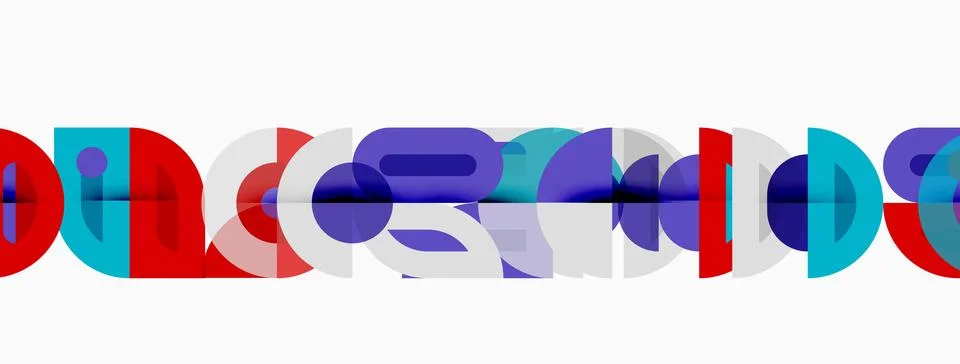 Abstract colorful design features overlapping circular shapes forming word Stock Illustration