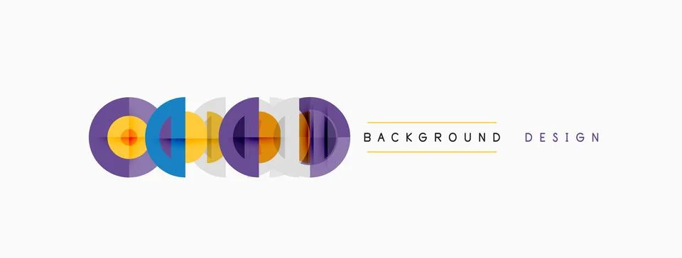 Abstract colorful design features overlapping circles, lines. Background 스톡 일러스트