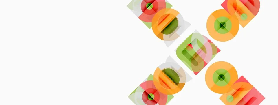 Abstract colorful design features overlapping squares, rectangles. Geometric Illustrazione stock