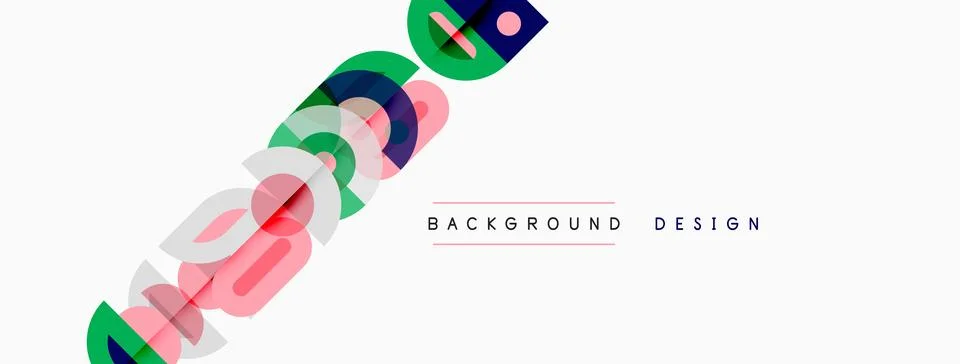 Abstract colorful design features overlapping shapes, lines. Modern aesthetic Illustrazione stock