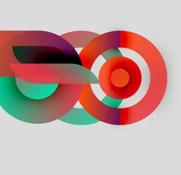 Abstract colorful design. Interlocking circles, loops create dynamic visual Stock Illustration
