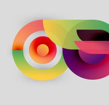 Abstract colorful design. Overlapping circles create dynamic visual impact. Stock Illustration