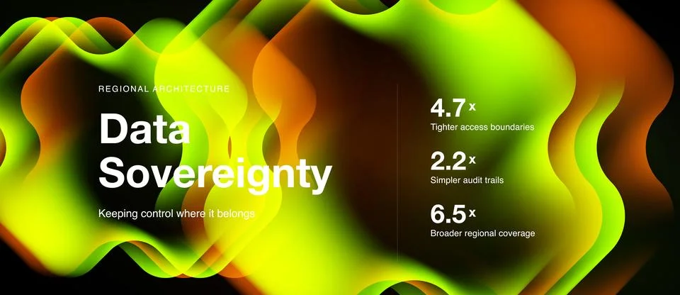 Abstract colorful design promoting data sovereignty concept. Metrics highligh Stock Illustration