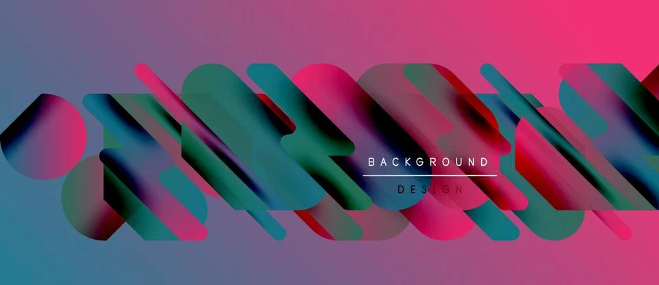 Abstract colorful design. Rounded rectangles overlap creating vibrant gradients. Stock Illustration