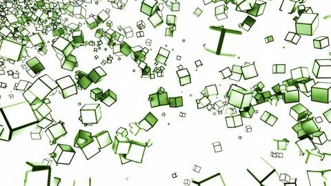 Abstract colorful diagonal flow of 3d cubes. Design. Flying geometric figures. イラスト素材