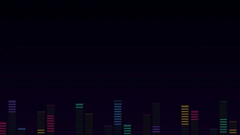 Abstract Colorful Digital Audio Equalizer Bars on Black Background Stock Footage 340341076