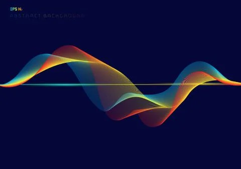 Abstract colorful digital equalizer wave lines on dark blue background techno Stock-Illustration
