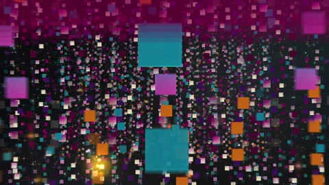 Abstract Colorful Digital Squares Floating Motion Background Stockbeeldmateriaal 332658475