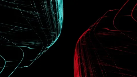 Abstract colorful digital waves formed by glowing particles Stock Footage 343906632