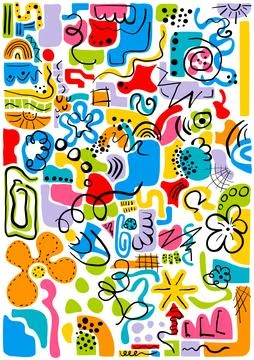 Abstract colorful doodle pattern illustration Stock Illustration