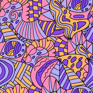 Abstract colorful doodle seamless pattern. Fantasy art background Stock Illustration