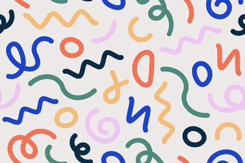 Abstract colorful doodle seamless pattern. Creative minimalist style art Stock Illustration