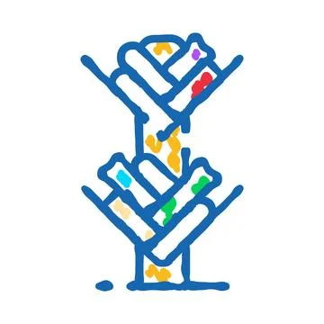 Abstract colorful doodle tree icon concept art Ilustração Stock