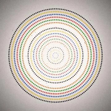 Abstract Colorful Dot Circles Pattern on Grainy Background Stock Illustration