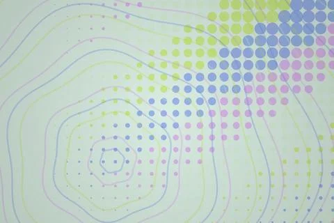 Abstract colorful dot pattern with wavy lines and circles Stock Photos