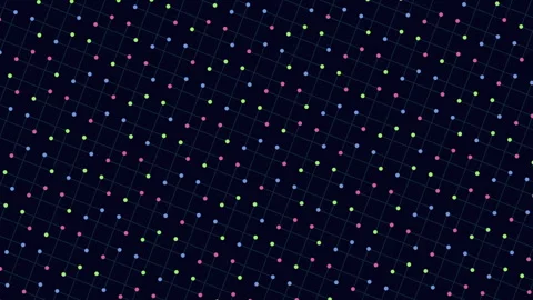 Abstract colorful dots on dark grid background, seamless technology pattern Stock Footage 333187883