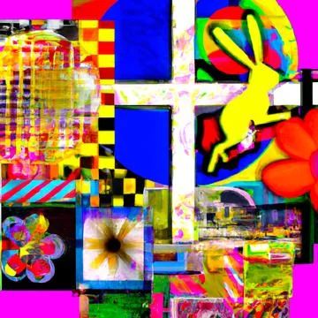 Abstract colorful Easter composition - contemporary Pop Art style Stock Illustration