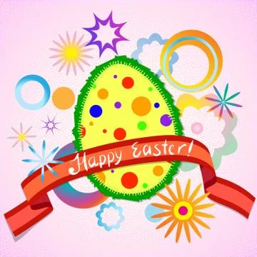 Abstract colorful easter egg and ribbon Stock Illustration
