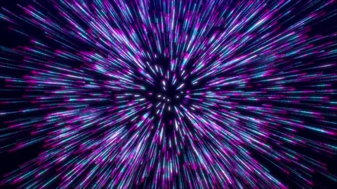 Abstract colorful explosion of dust particles, neon lights and rays Video stock 260400670